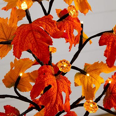 nearly natural 2-ft. Pre-Lit Artificial Autumn Maple Tree with LED & Pumpkin Lights