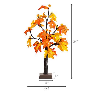 nearly natural 2-ft. Pre-Lit Artificial Autumn Maple Tree with LED & Pumpkin Lights