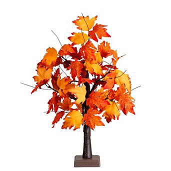 nearly natural 2-ft. Pre-Lit Artificial Dark Orange Autumn Maple Tree with 24 LED Lights