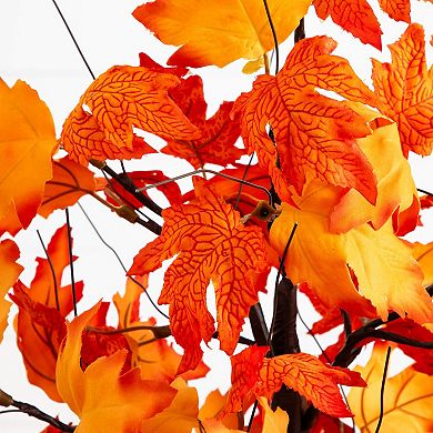 nearly natural 2-ft. Pre-Lit Artificial Dark Orange Autumn Maple Tree with 24 LED Lights