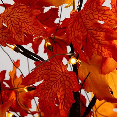 nearly natural 2-ft. Pre-Lit Artificial Dark Orange Autumn Maple Tree with 24 LED Lights