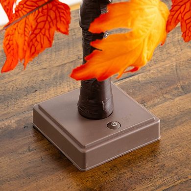 nearly natural 2-ft. Pre-Lit Artificial Dark Orange Autumn Maple Tree with 24 LED Lights