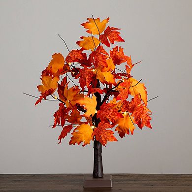 nearly natural 2-ft. Pre-Lit Artificial Dark Orange Autumn Maple Tree with 24 LED Lights