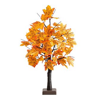 nearly natural 2-ft. Pre-Lit Artificial Autumn Maple Tree with 24 LED Lights