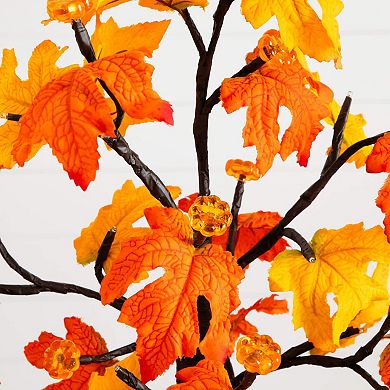 nearly natural 2-ft. Pre-Lit Artificial Autumn Maple Tree with 24 LED Lights