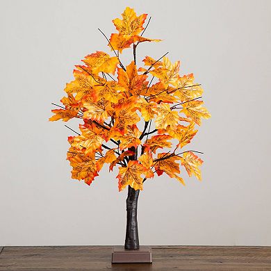 nearly natural 2-ft. Pre-Lit Artificial Autumn Maple Tree with 24 LED Lights