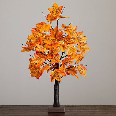 nearly natural 2-ft. Pre-Lit Artificial Autumn Maple Tree with 24 LED Lights