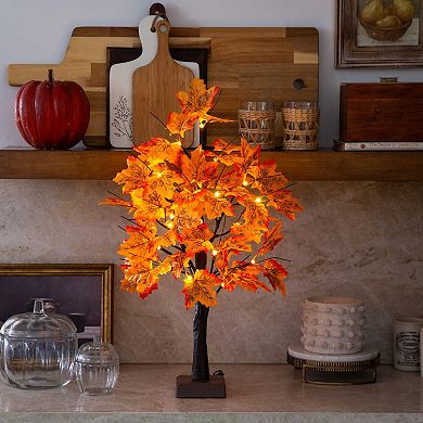 nearly natural 2-ft. Pre-Lit Artificial Autumn Maple Tree with 24 LED Lights