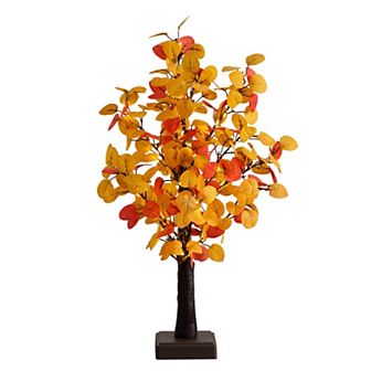 nearly natural 21-Inch Pre-Lit Artificial Eucalyptus Fall Tree with 50 LED Lights