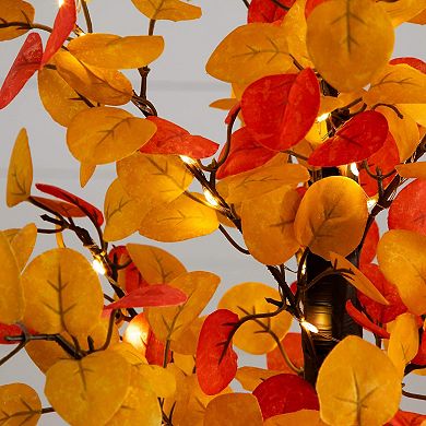 nearly natural 21-Inch Pre-Lit Artificial Eucalyptus Fall Tree with 50 LED Lights