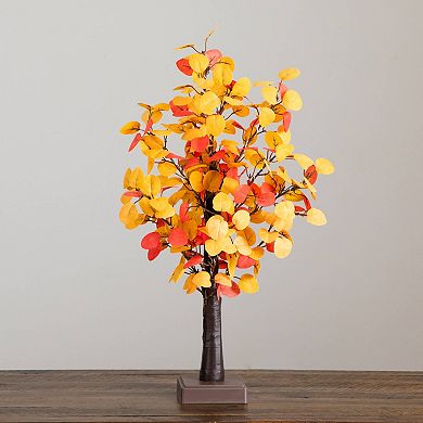nearly natural 21-Inch Pre-Lit Artificial Eucalyptus Fall Tree with 50 LED Lights