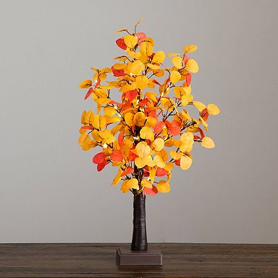 nearly natural 21-Inch Pre-Lit Artificial Eucalyptus Fall Tree with 50 LED Lights