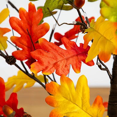 nearly natural 4-ft. Pre-Lit Artificial Autumn Maple Tree with Pinecones & Acorns