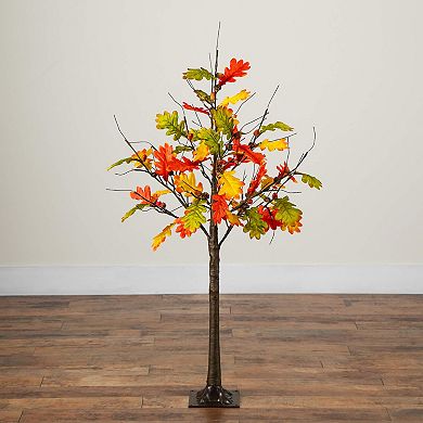 nearly natural 4-ft. Pre-Lit Artificial Autumn Maple Tree with Pinecones & Acorns