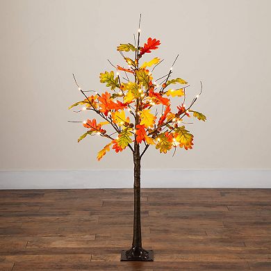 nearly natural 4-ft. Pre-Lit Artificial Autumn Maple Tree with Pinecones & Acorns