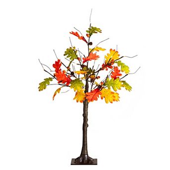 nearly natural 3-ft. Pre-Lit Artificial Autumn Maple Tree with Pinecones & Acorns