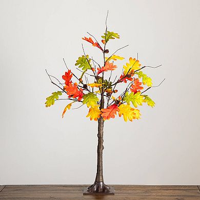 nearly natural 3-ft. Pre-Lit Artificial Autumn Maple Tree with Pinecones & Acorns