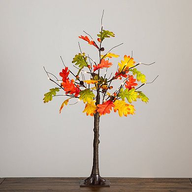 nearly natural 3-ft. Pre-Lit Artificial Autumn Maple Tree with Pinecones & Acorns