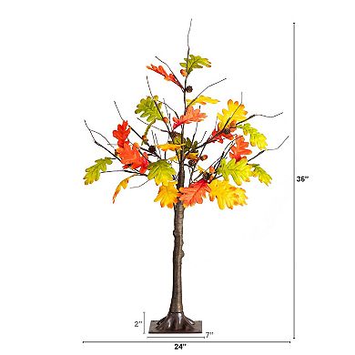 nearly natural 3-ft. Pre-Lit Artificial Autumn Maple Tree with Pinecones & Acorns