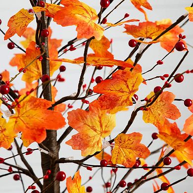 nearly natural 5-ft. Pre-Lit Artificial Autumn Maple Tree with Berries & 96 LED Lights