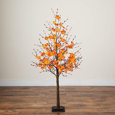nearly natural 5-ft. Pre-Lit Artificial Autumn Maple Tree with Berries & 96 LED Lights