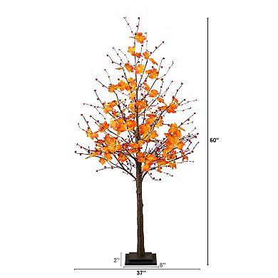 nearly natural 5-ft. Pre-Lit Artificial Autumn Maple Tree with Berries & 96 LED Lights
