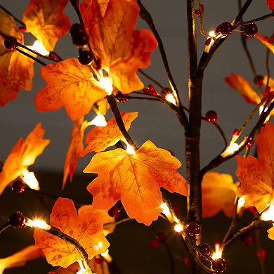 nearly natural 4-ft. Pre-Lit Artificial Autumn Maple Tree with Berries & 60 LED Lights