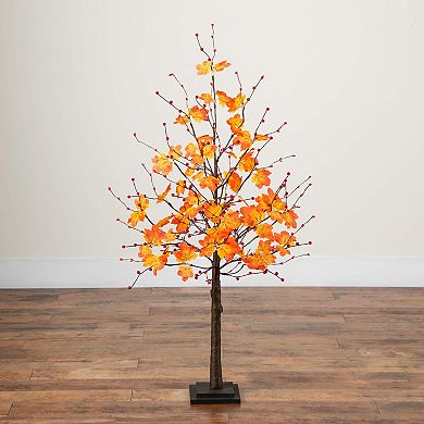 nearly natural 4-ft. Pre-Lit Artificial Autumn Maple Tree with Berries & 60 LED Lights