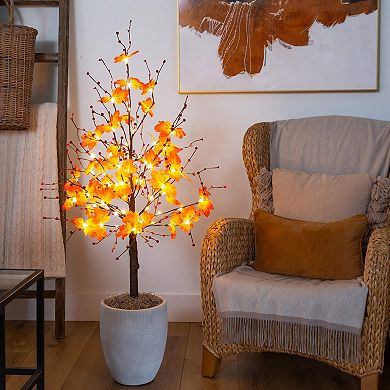 nearly natural 4-ft. Pre-Lit Artificial Autumn Maple Tree with Berries & 60 LED Lights