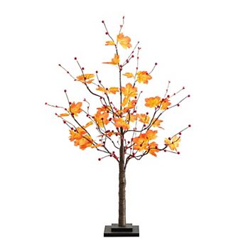 nearly natural 3-ft. Pre-Lit Artificial Autumn Maple Tree with Berries & 36 LED Lights