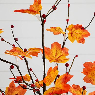 nearly natural 3-ft. Pre-Lit Artificial Autumn Maple Tree with Berries & 36 LED Lights