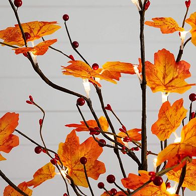 nearly natural 3-ft. Pre-Lit Artificial Autumn Maple Tree with Berries & 36 LED Lights