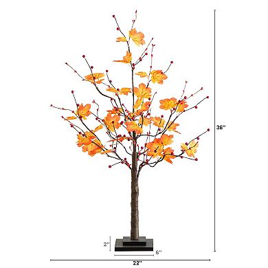 nearly natural 3-ft. Pre-Lit Artificial Autumn Maple Tree with Berries & 36 LED Lights