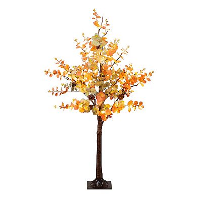 nearly natural 4-ft. Pre-Lit Artificial Eucalyptus Fall Tree with Pinecones & Berries