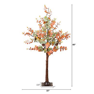 nearly natural 4-ft. Pre-Lit Artificial Eucalyptus Fall Tree with Pinecones & Berries