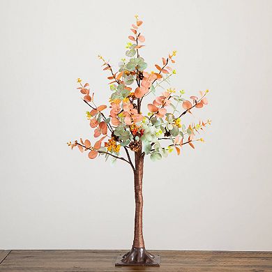nearly natural 3-ft. Pre-Lit Artificial Eucalyptus Fall Tree with Pinecones & Berries