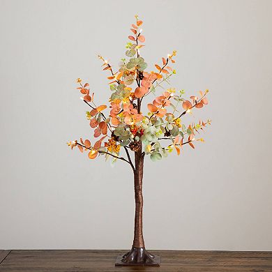 nearly natural 3-ft. Pre-Lit Artificial Eucalyptus Fall Tree with Pinecones & Berries