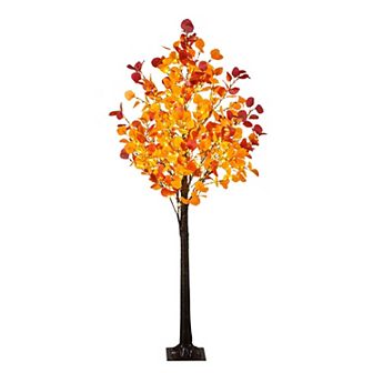 nearly natural 6-ft. Pre-Lit Artificial Eucalyptus Fall Tree with 420 LED Lights