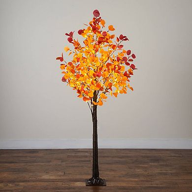 nearly natural 6-ft. Pre-Lit Artificial Eucalyptus Fall Tree with 420 LED Lights