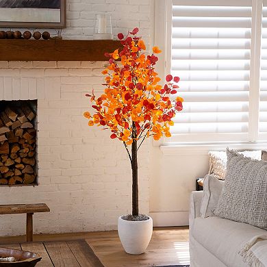 nearly natural 6-ft. Pre-Lit Artificial Eucalyptus Fall Tree with 420 LED Lights