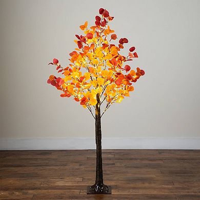 nearly natural 5-ft. Pre-Lit Artificial Eucalyptus Fall Tree with 300 LED Lights