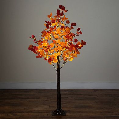 nearly natural 5-ft. Pre-Lit Artificial Eucalyptus Fall Tree with 300 LED Lights