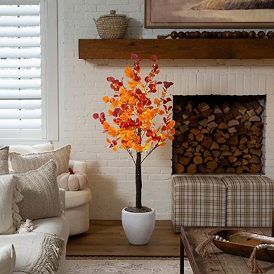 nearly natural 5-ft. Pre-Lit Artificial Eucalyptus Fall Tree with 300 LED Lights
