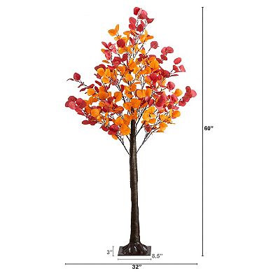 nearly natural 5-ft. Pre-Lit Artificial Eucalyptus Fall Tree with 300 LED Lights