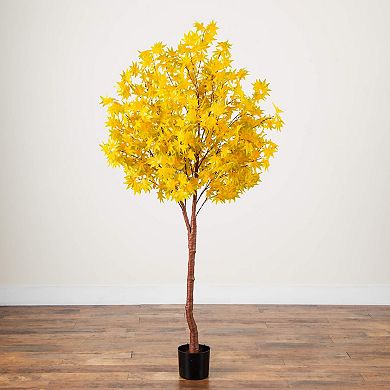 nearly natural 6-ft. Pre-Lit Artificial Autumn Maple Tree with 350 LED Lights