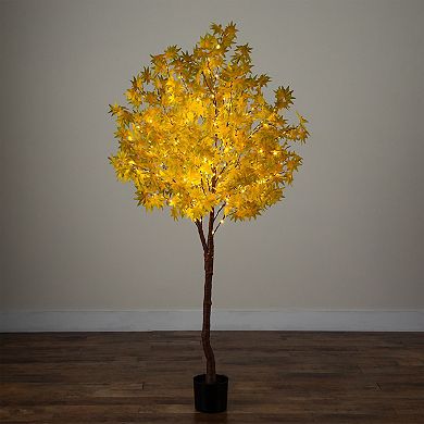 nearly natural 6-ft. Pre-Lit Artificial Autumn Maple Tree with 350 LED Lights