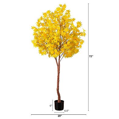nearly natural 6-ft. Pre-Lit Artificial Autumn Maple Tree with 350 LED Lights