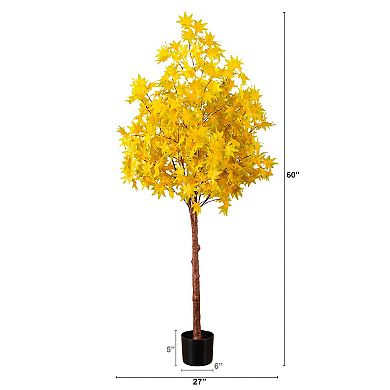 nearly natural 5-ft. Pre-Lit Artificial Autumn Maple Tree with 250 LED Lights