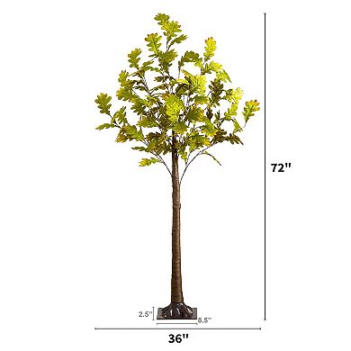 nearly natural 6-ft. Pre-Lit Artificial Autumn Oak Tree with 250 LED Lights