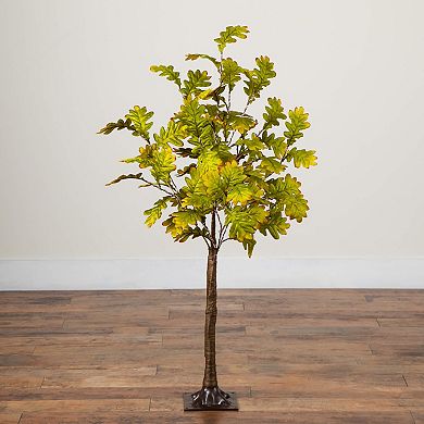 nearly natural 4-ft. Pre-Lit Artificial Autumn Oak Tree with 150 LED Lights